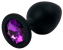 AP-01-S-black-purp мал Силиконовая анальная пробка S черная с фиолетовым стразом MassX 1.2.4