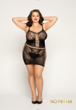 P81168 Эротическое платье-сетка. Plus Size