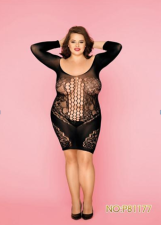 P81177 Эротическое платье-сетка. Plus Size